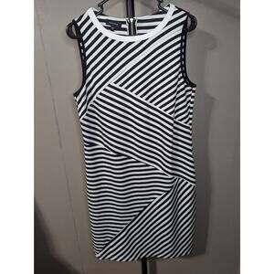 Spense Black White Sleeveless Sheath‎ Dress Size 10 Back Zip